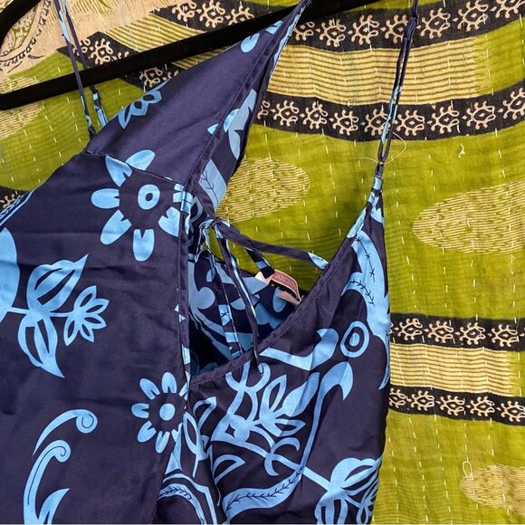 Rare Y2K Victoria’s Secret Silk Charmeuse Blue Print Slip Dress Size Medium - Picture 5 of 12